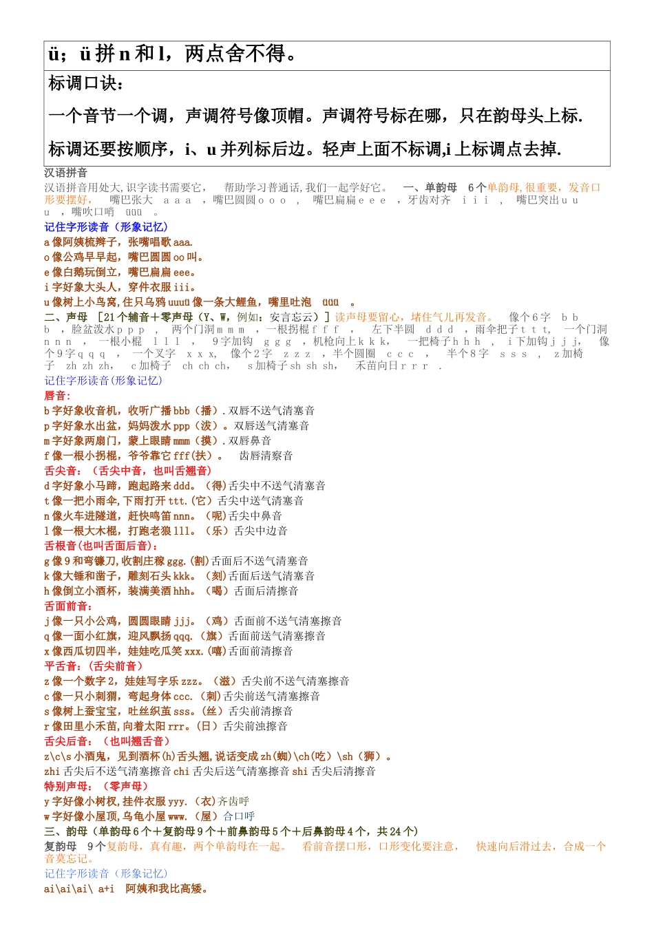 最新小学汉语拼音声母表韵母表_第3页