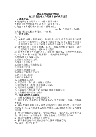最新建设工程监理规范用表