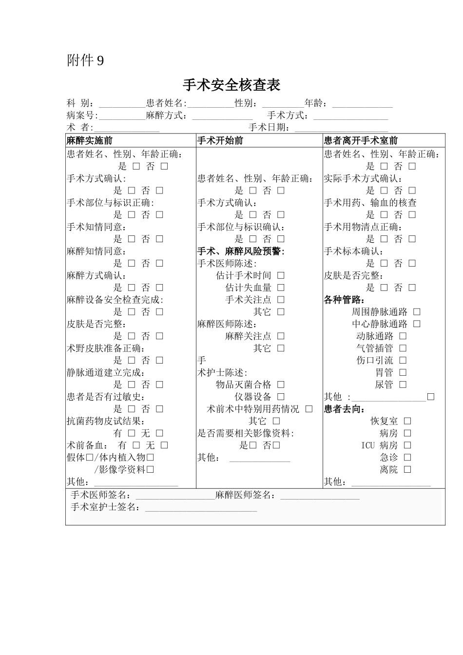 最新手术安全核查表_第1页