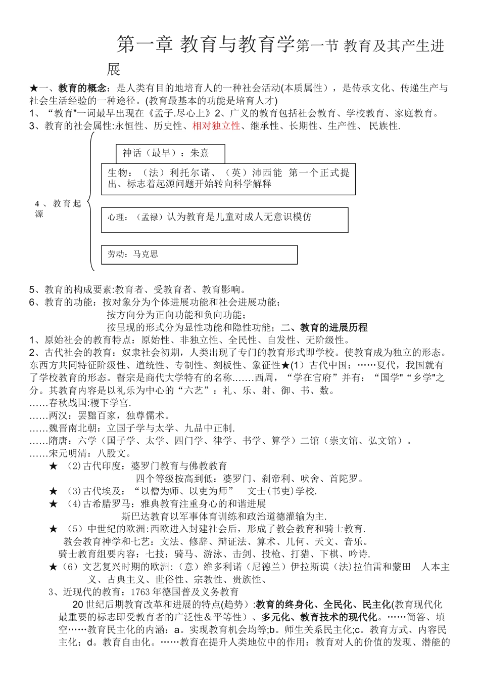 最新教师招聘笔试教育学各章知识点整理总结_第1页