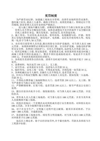 最新施工现场奖罚制度