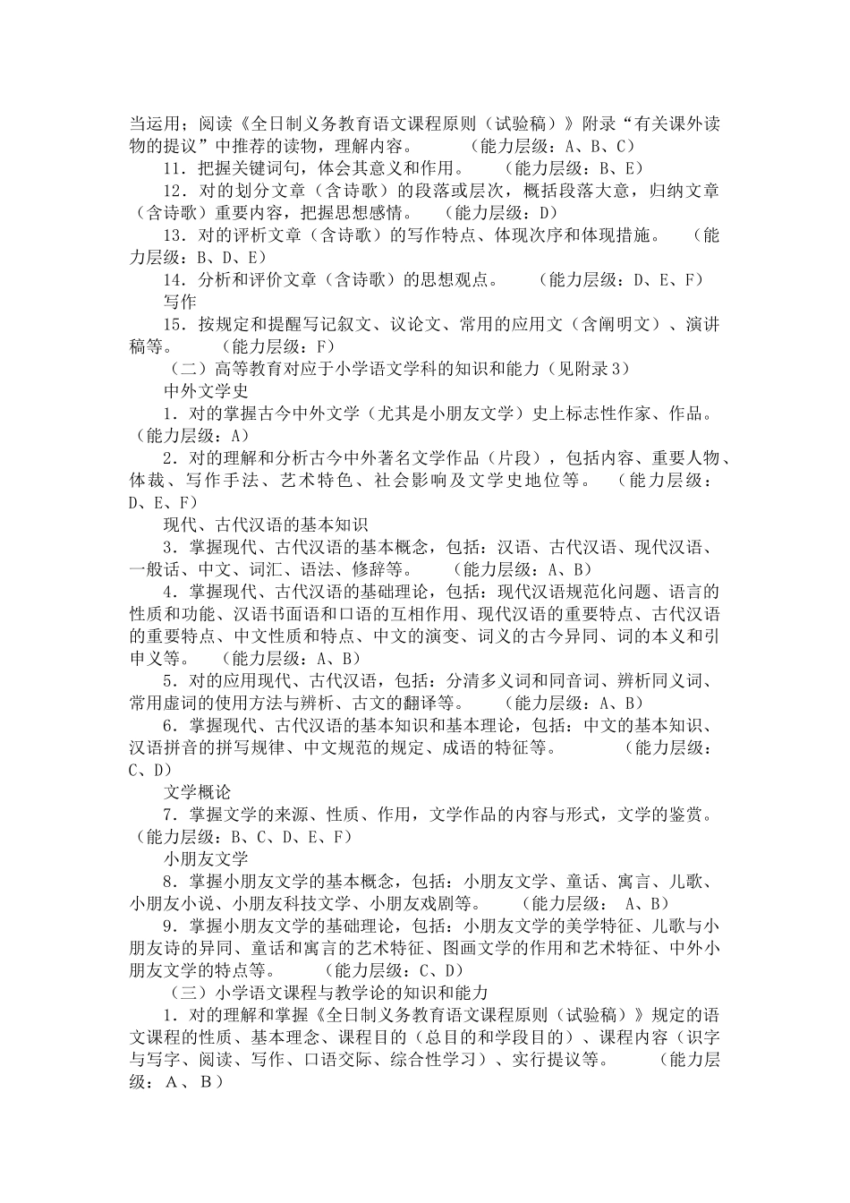 2025年福建省教师招聘考试小学语文考试大纲_第2页