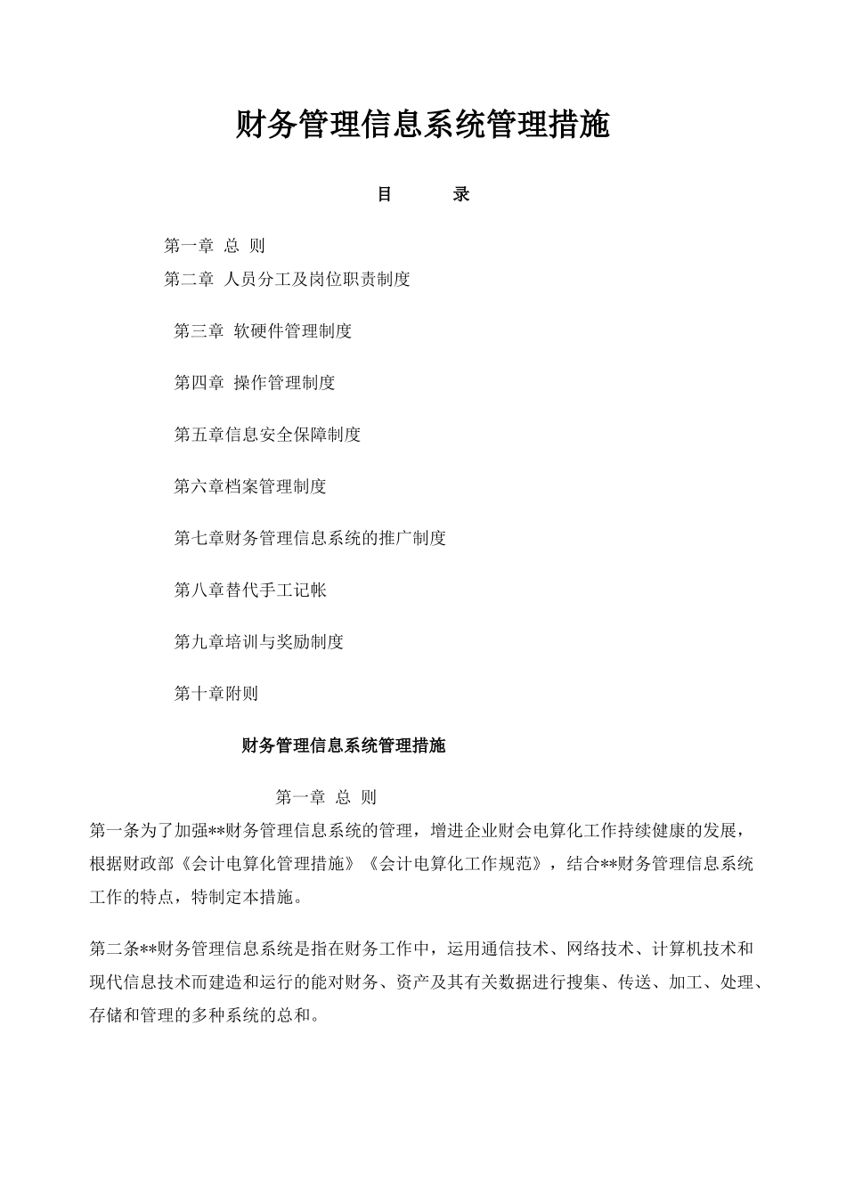 2025年大型企业财务信息系统管理办法_第1页