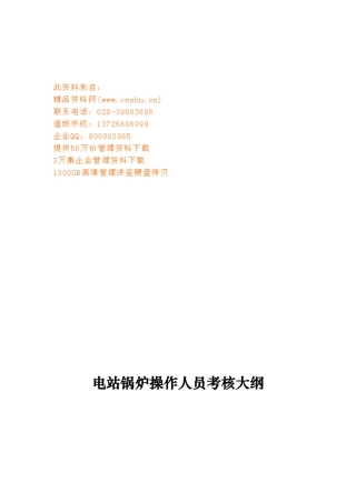 2025年电站锅炉操作人员考核纲要