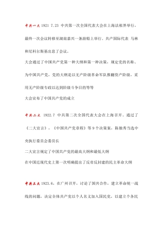 2025年自考 近现代史纲要 重要会议及发言总结