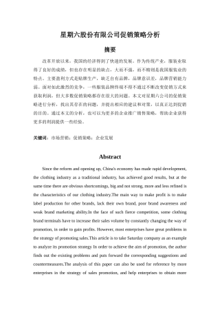 星期六股份有限公司促销策略分析
