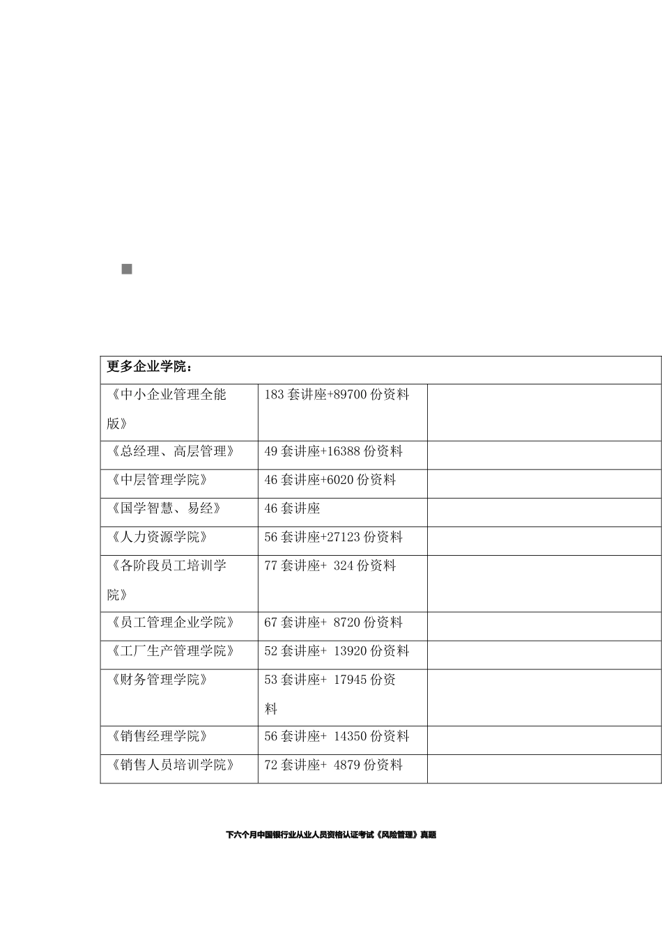 2025年年银行业从业风险管理考试真题答案_第1页