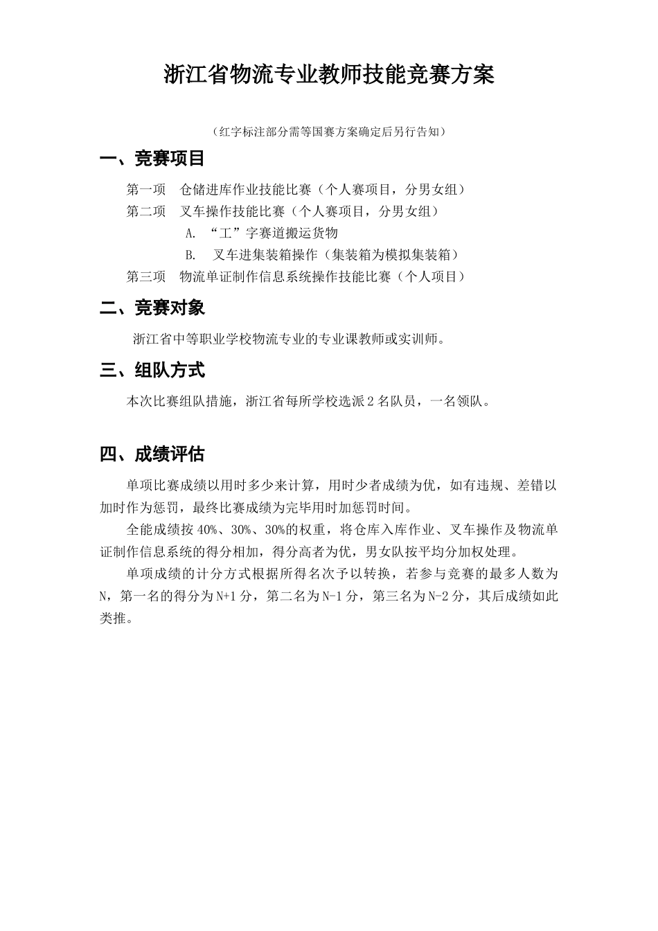 2025年浙江省物流专业教师技能竞赛方案_第1页