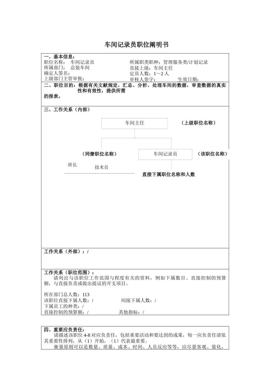 2025年车间统计员岗位说明书_第1页