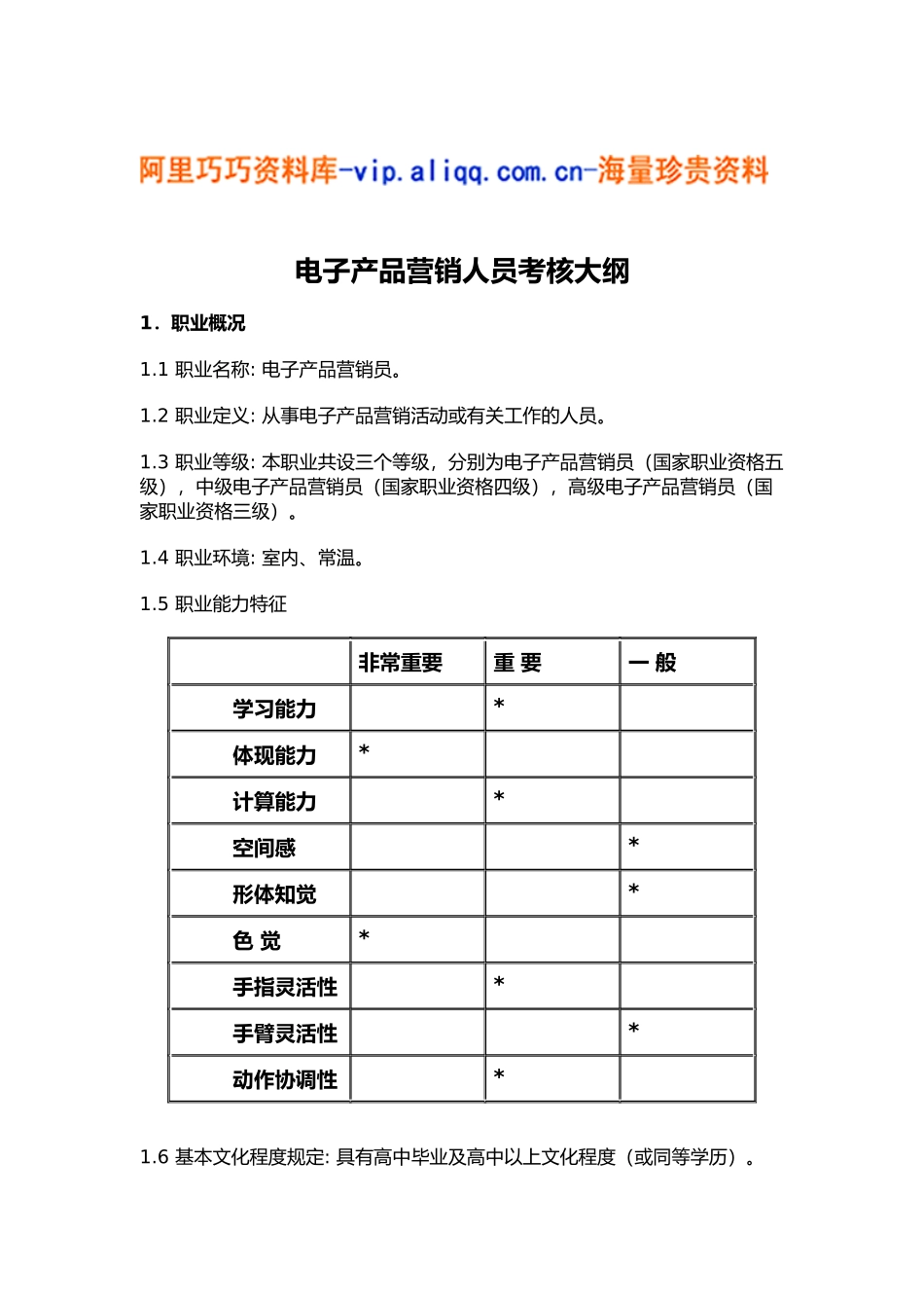 2025年电子产品营销人员考核大纲_第1页