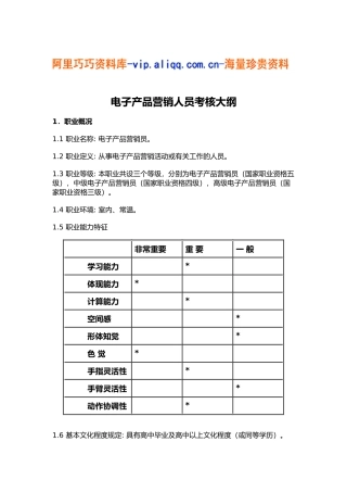 2025年电子产品营销人员考核大纲
