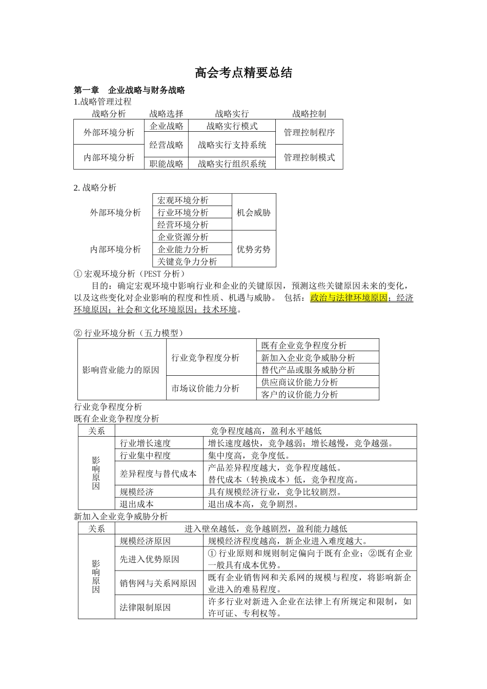 2025年高级财务会计及管理知识分析考点总结_第1页