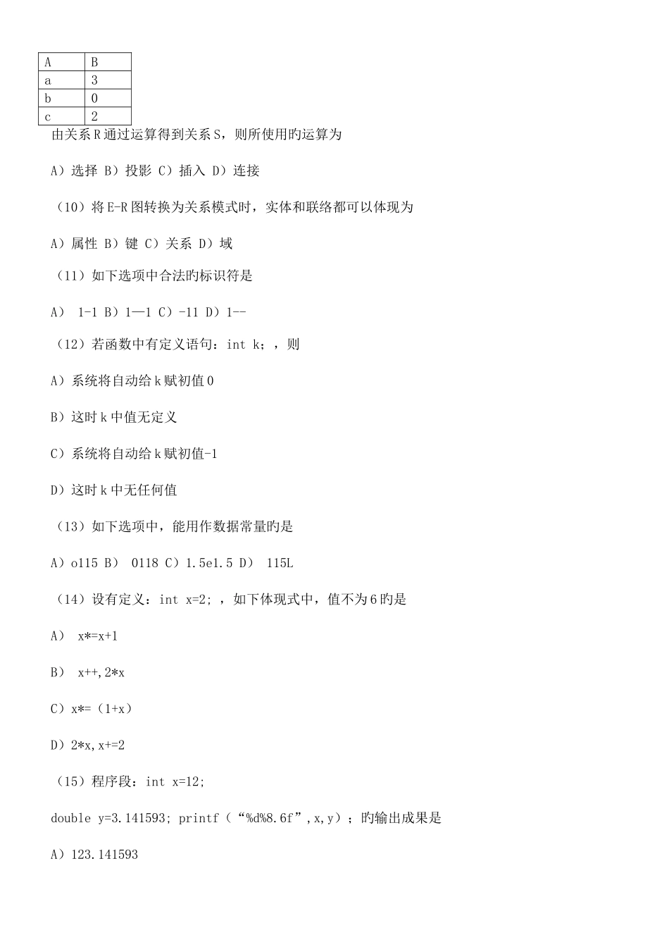 2025年04月全国计算机等级考试二级C语言真题_第3页