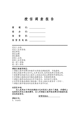 2025年民生银行信贷部授信实战全套资料授信调查报告