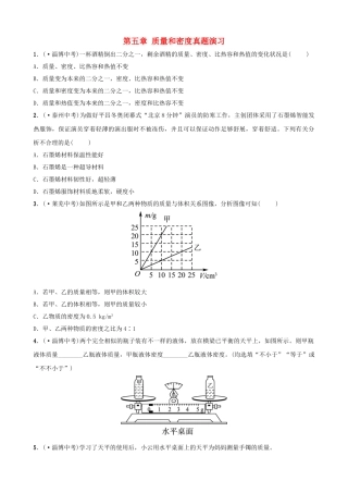 2025年淄博专版中考物理第五章质量和密度真题演练