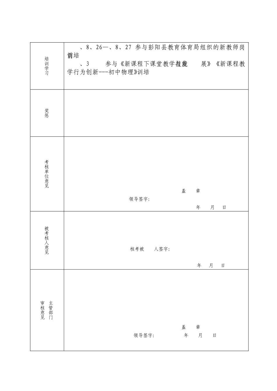 2025年特岗教师年度考核登记表_第2页