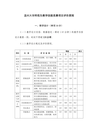2025年温州大学师范生教学技能竞赛项目评价标准