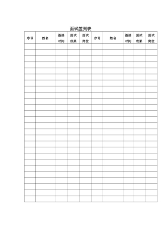 2025年面试签到表
