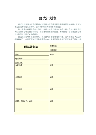 2025年面试计划表