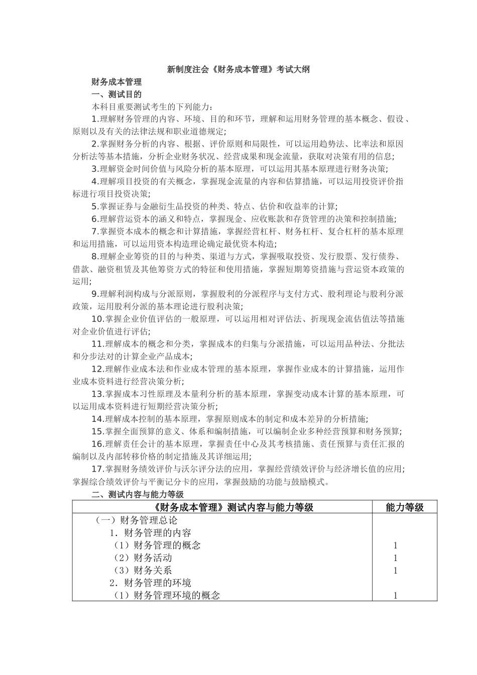 2025年财务成本管理考试大纲_第1页