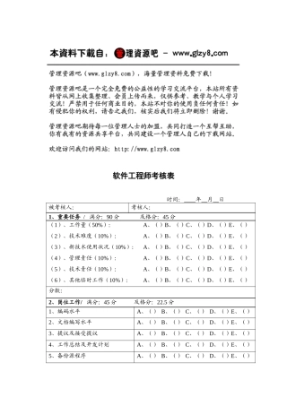 2025年软件工程师考评表