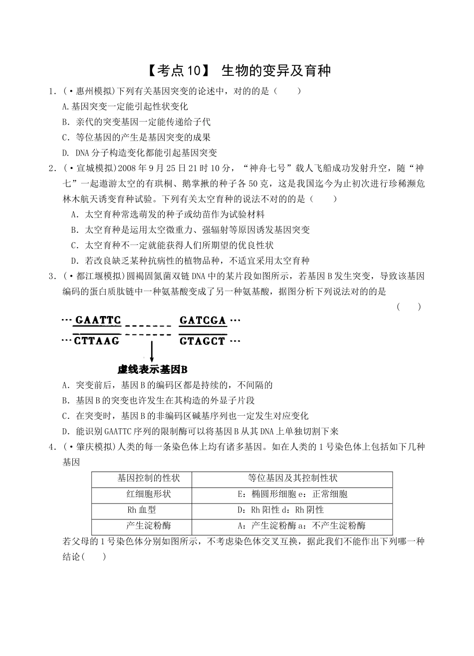 2025年考点10生物的变异及育种_第1页
