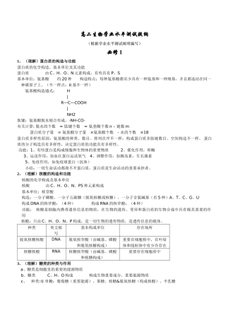 2025年生物学业水平测试复习提纲