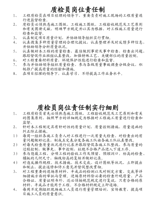 2025年质检员岗位责任制说明