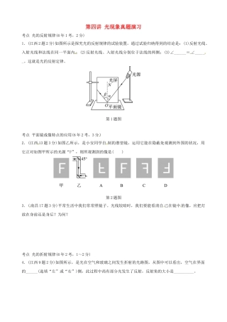 2025年江西专版中考物理总复习第四讲光现象真题演练