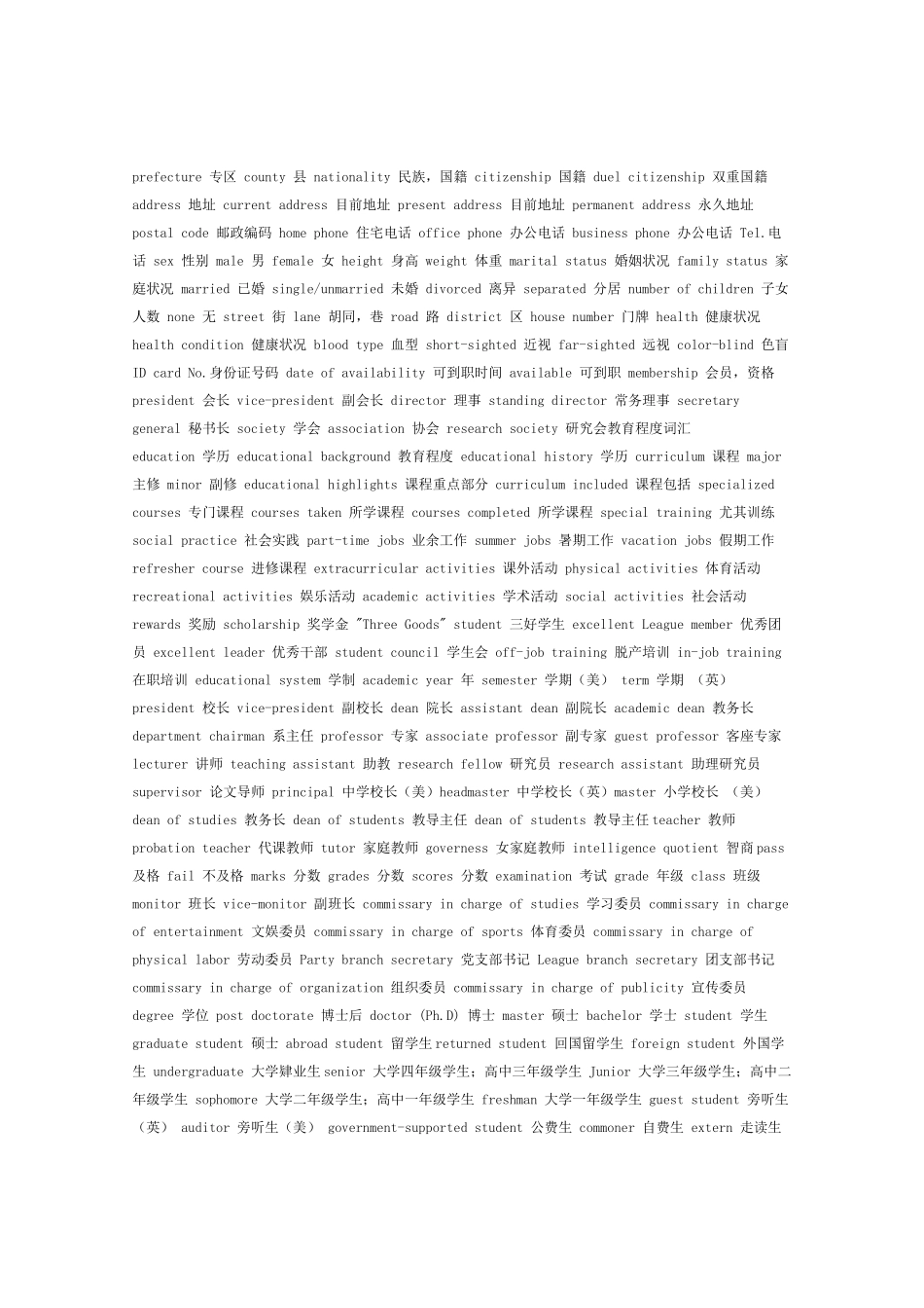 2025年英文简历词汇_第2页