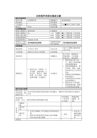 2025年资讯科技部分析程序员岗位说明书
