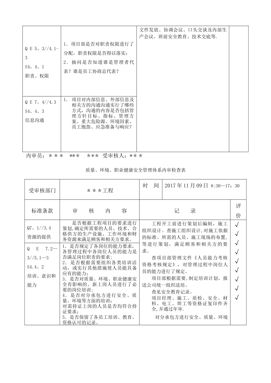 最新版市政-内审检查记录样表_第3页