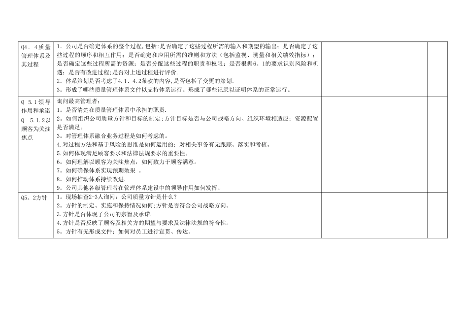 最新版质量管理体系内审检查表_第2页