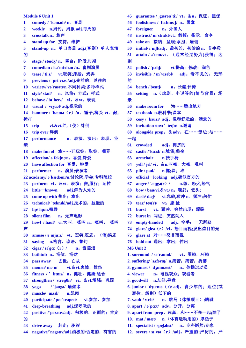 最新牛津高中英语模块六词汇表-带英标_第1页