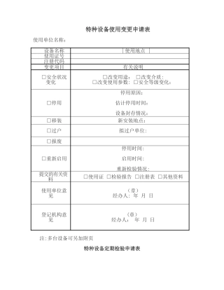 最新特种设备管理台账表格