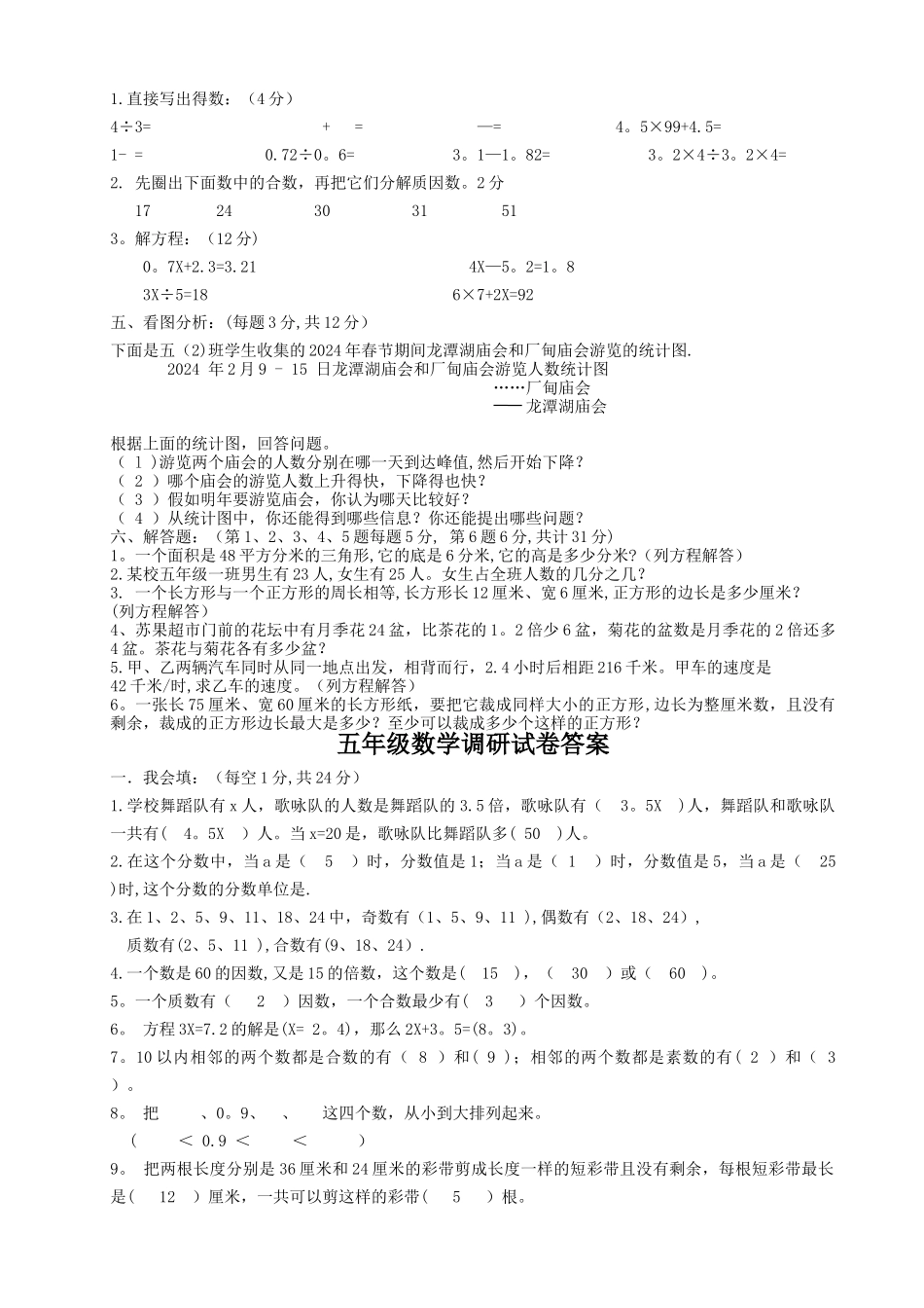 最新苏教版五年级数学下册期中试卷_第2页