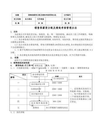 最新销售人员薪资及绩效考核管理办法2024