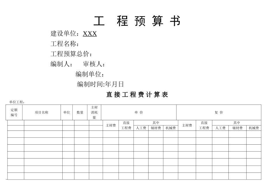 最标准工程预算表_第1页