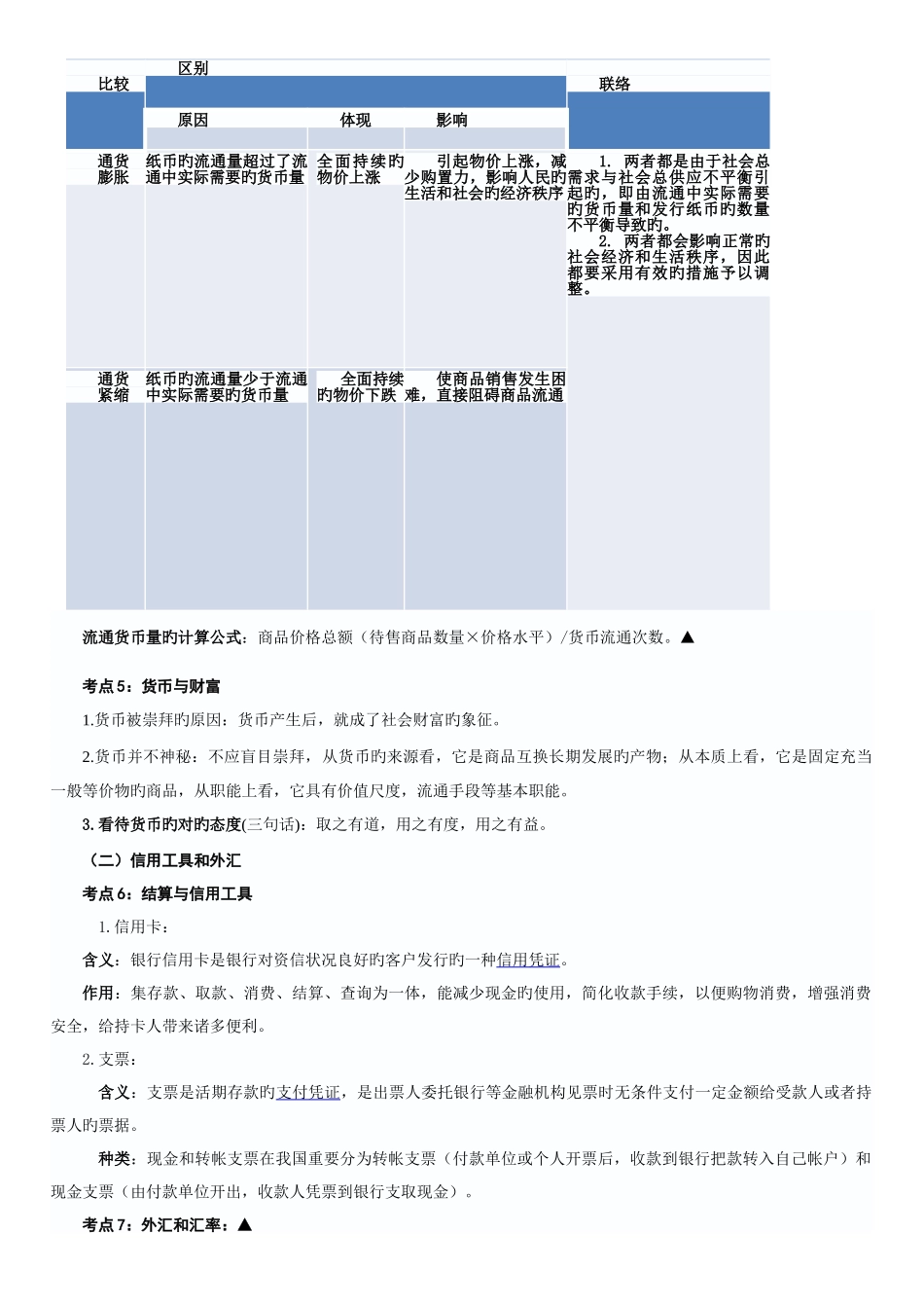 2025年高一经济生活考纲知识点_第2页