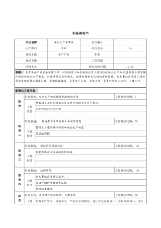 2025年咨询管理咨询公司新丰化纤项目组安全员职务说明书