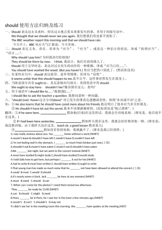 2025年should用法归纳及练习
