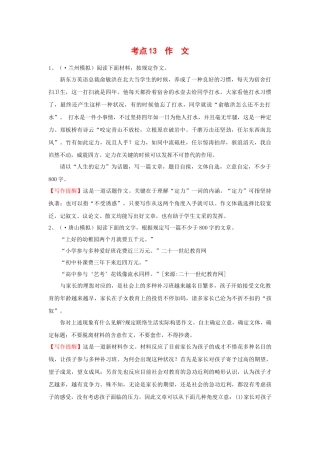 2025年高考语文复习模拟题考点13 作文创新版