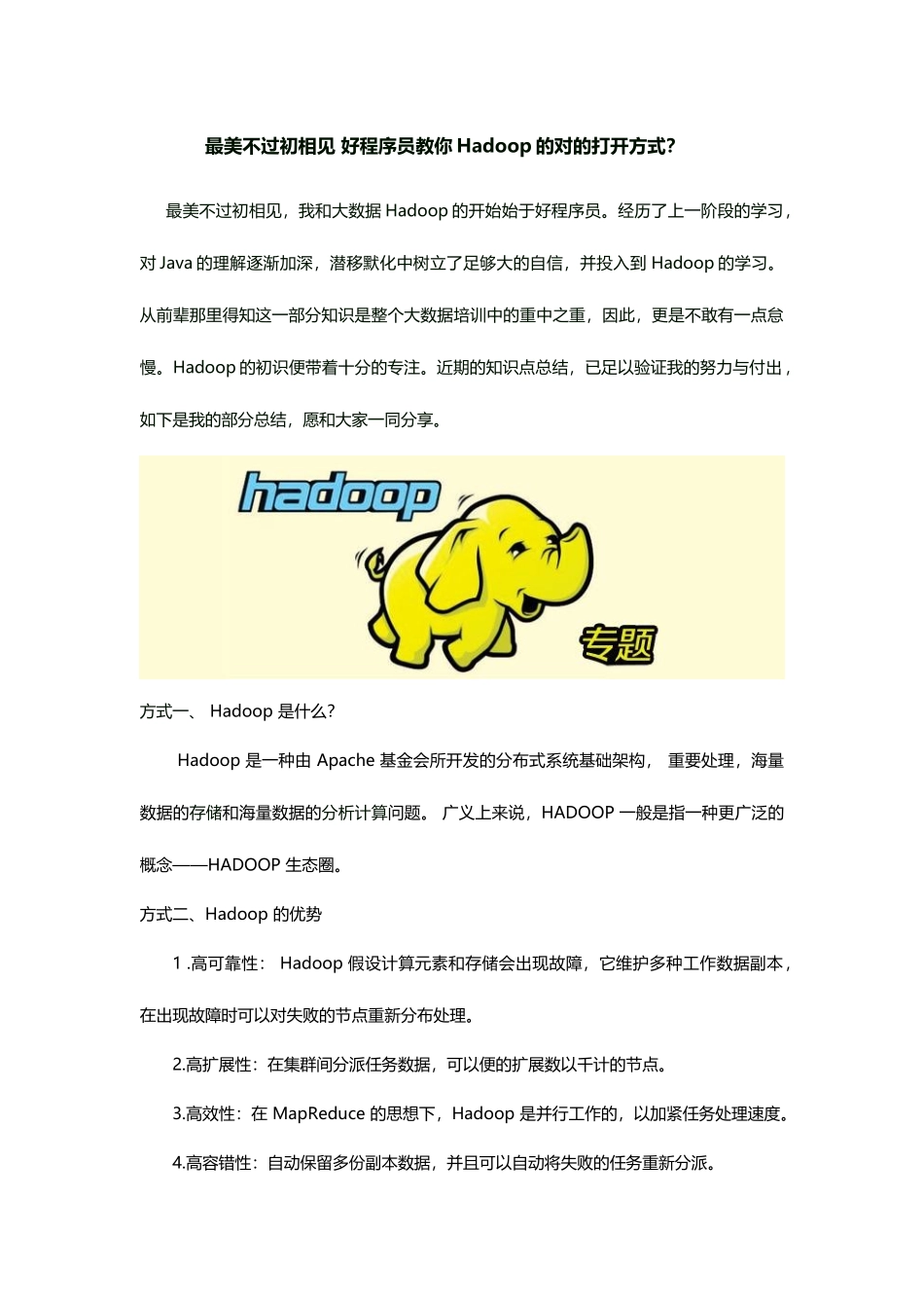 2025年最美不过初相见好程序员教你Hadoop的正确打开方式_第1页