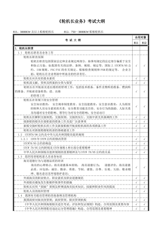 2025年轮机长业务考试大纲ok