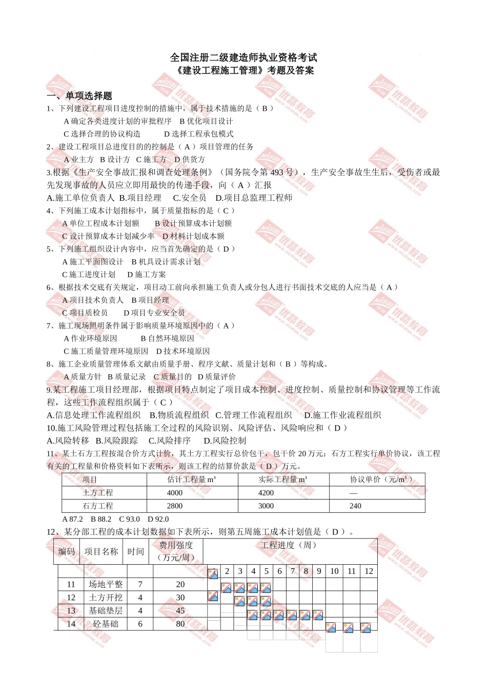 2025年二建建设工程施工管理真题及答案_第1页