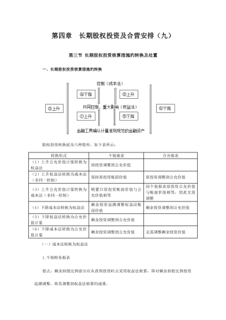 2025年注册会计师会计学习笔记第四章长期股权投资及合营安排