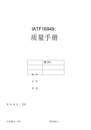 2025年IATF16949全套文件和表格