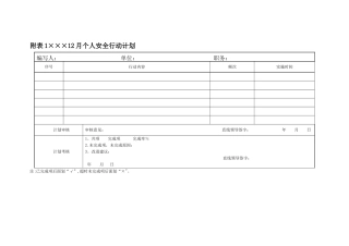 月度个人安全行动计划模版
