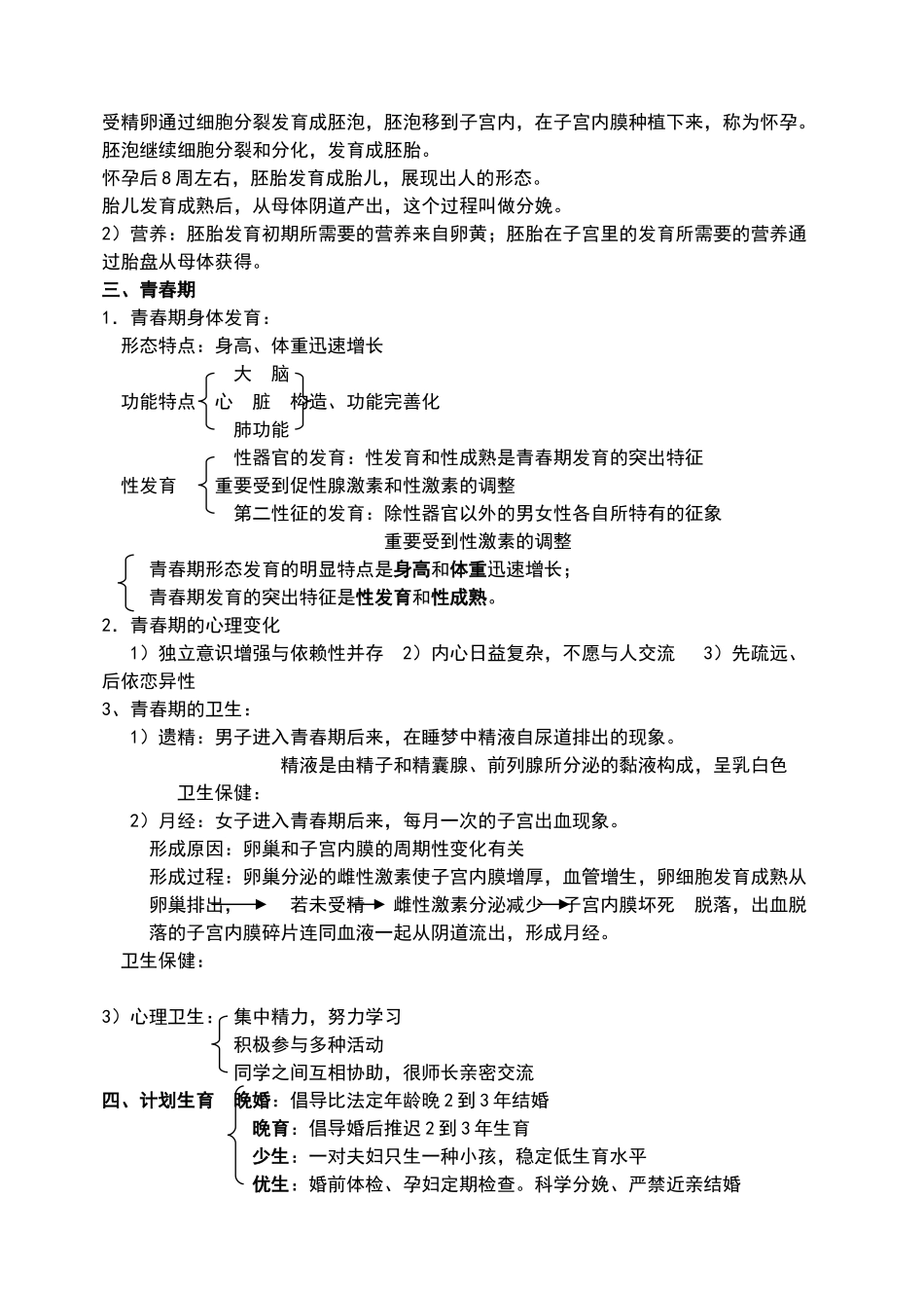 2025年七年级下册生物知识点归纳05752教学提纲_第2页
