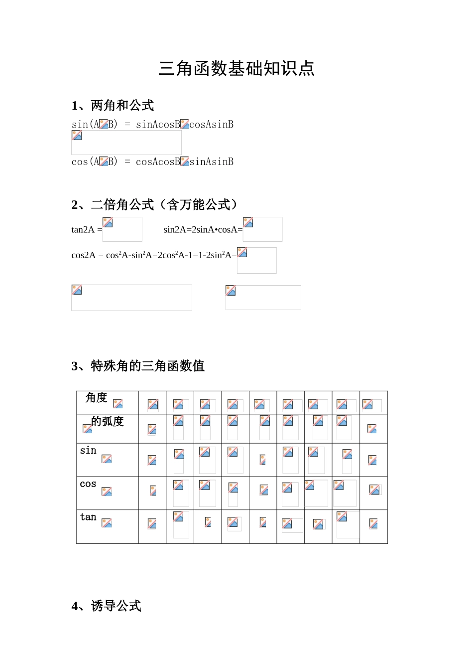 2025年三角函数基础知识点整理_第1页